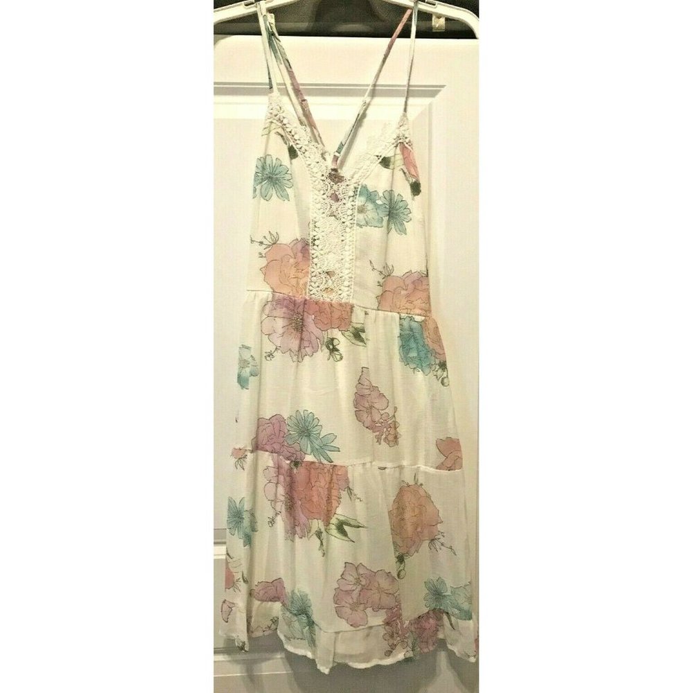 Sundress Xhilaration Dress Fully Lined Off White W/Floral Design SM-MED-LG-XL